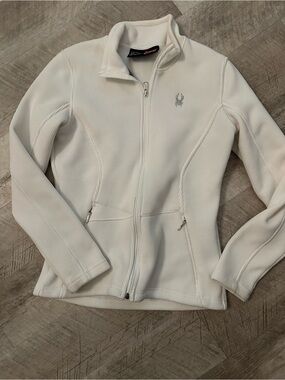 Spyder Women's Cream Full-Zip Ribbed Fleece Jacket